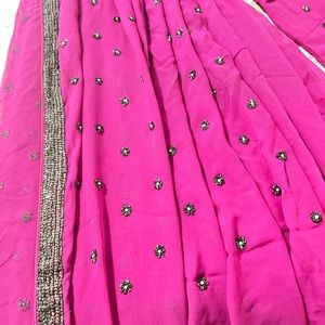 Purple Saree with Stitched blouse like brand new